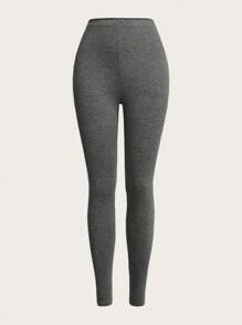 SHEIN EZwear 2pcs Casual Solid Color Elastic Waist Leggings - Multicolor - View 6