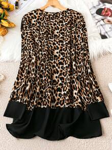 SHEIN LUNE Của phụ nữ Kích thước lớn In hoa Báo Áo thun - màu đen - Xem 2