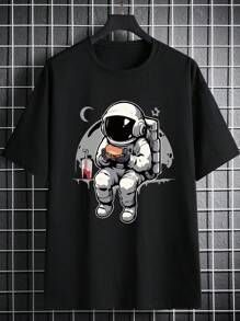 Teen Boy Astronaut Print Short Sleeve T-Shirt