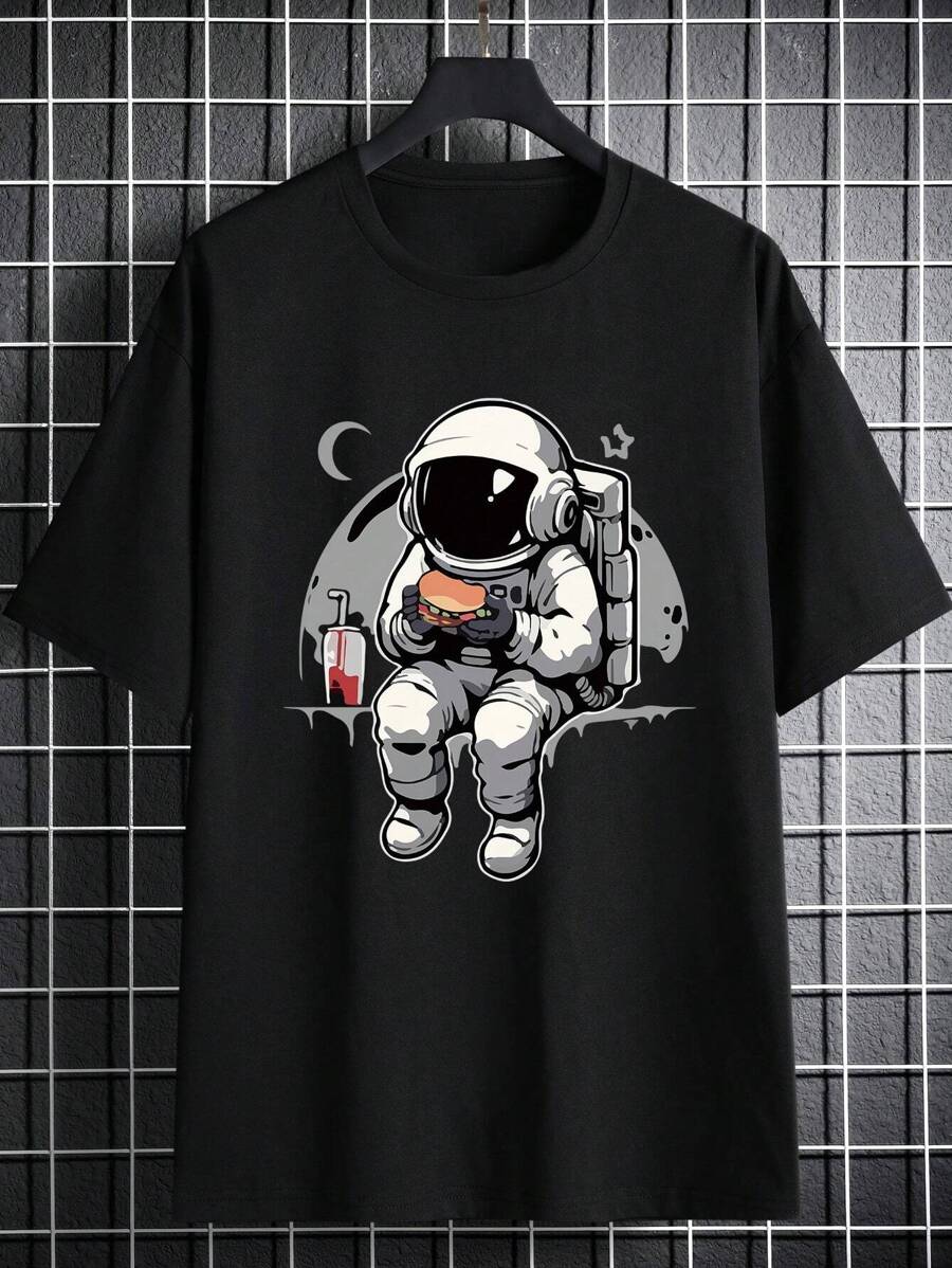 Teen Boy Astronaut Print Short Sleeve T-Shirt