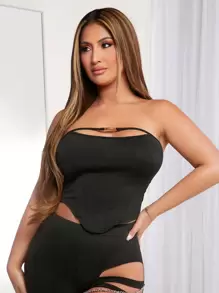 SHEIN SXY New Year'S Tops Strapless Sexy Tops - Black - View 1