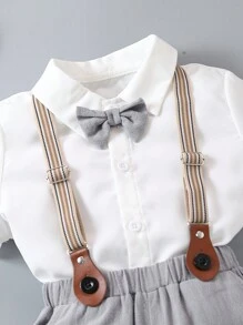 SHEIN Toddler Boys' Gentleman Style Casual College Outfits 2pcs/Set - Multicolor - View 7