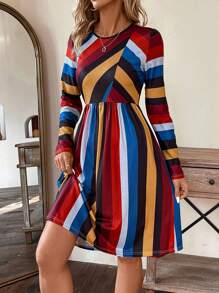 SHEIN LUNE Vòng cổ Sọc Đầm - Nhiều màu - Xem 1