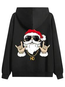 男士時尚聖誕圖案戶外露營健行休閒度假運動夾克 - 黑色 - 查看 2