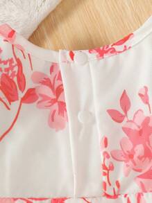 英倫風格寶寶女孩套裝,連帽翻領束腰呢子外套和直筒花網裙,適合可愛優雅時尚的秋冬季 - 彩色 - 查看 8