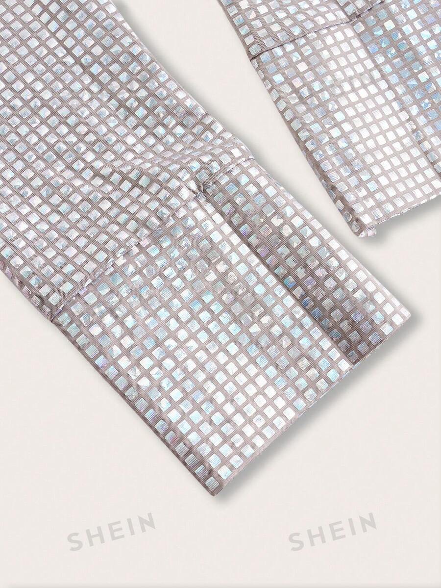 SHEIN ICON Glitter Open Front Shirt | SHEIN USA