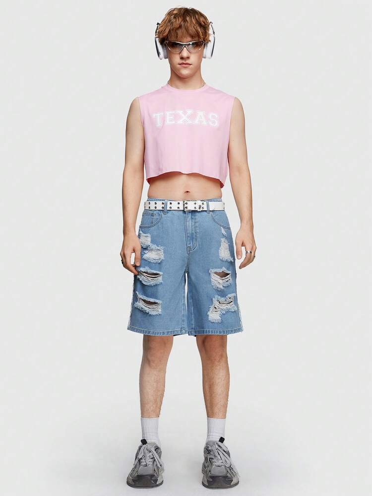 Men'S Distressed Denim Shorts