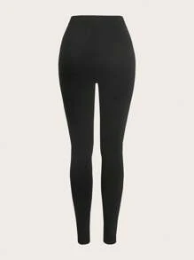 SHEIN EZwear 2pcs Casual Solid Color Elastic Waist Leggings - Multicolor - View 4