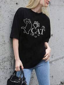 Calvaya 大尺碼女卡通印花短袖 T 卹