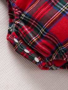 女宝宝休闲优雅格子布彼得潘领长袖连体衣 - 彩色 - 查看 8