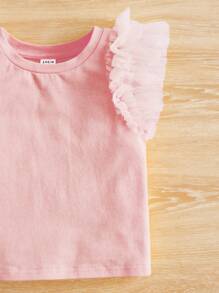 SHEIN 年輕女孩夏季舒適無袖背心，休閒穿著 - 粉色 - 查看 3