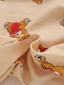 SHEIN Conjunto De Sudadera Con Pantalones De Jogging Para Bebé Niño O Niña Con Patrón De Osito De Dibujos Animados Para El Día De San Valentín - Marrón - Ver 7