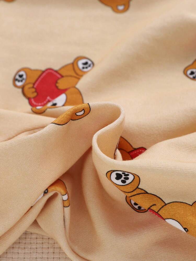 Valentine'S Day Baby Boy Baby Girl Cartoon Bear Pattern Sweatshirt And Jogger Pants Set