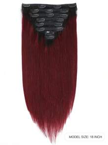 8 件直发夹式双纬接发 T1B/99J 真人发丝 女士日常使用接发夹式接发