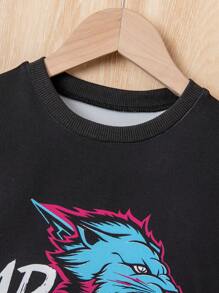 SHEIN Young Boys' Animal & Letter Printed Two Pieces Set