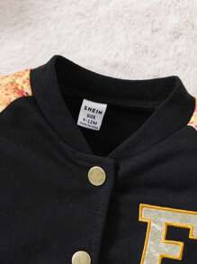 Girls' Street Style Sparkly Printed Jacket - Black - View 5