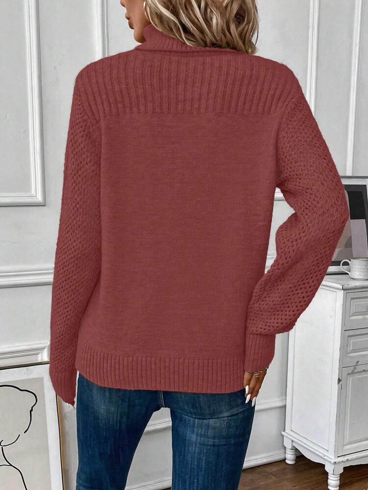 Turtleneck Long Sleeve Knit Pullover Fall Winter Sweater