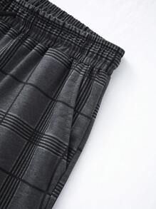 Manfinity Homme 男士网格图案抽绳腰运动裤，外出长款街头运动裤，适合丈夫、男朋友的礼物