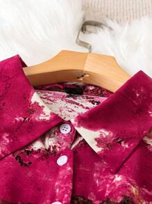 SHEIN Clasi 女裝大尺碼印花前鑲釦襯衫連衣裙 - 彩色 - 查看 3