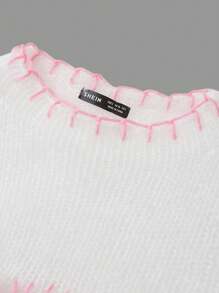 Sweetina Short Split Hem Sweater With Flared Sleeves - White - View 8