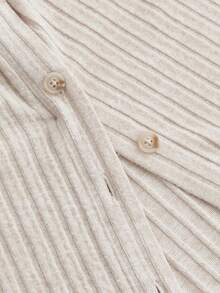 SHEIN Essnce Plus Size Women's Spring And Summer Fashion Casual New Solid Color Ribbed Knit Two Pieces Set - Apricot - View 8