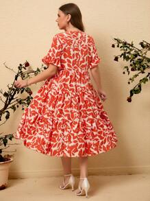 SHEIN LUNE Plus Size Printed Flare Dress