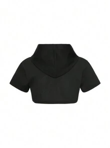 SHEIN Áo nỉ lửng cho bé gái tuổi teen - màu đen - Xem 2