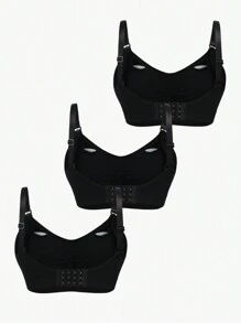 SHEIN Maternity Ruched Nursing Bra - Black - View 2