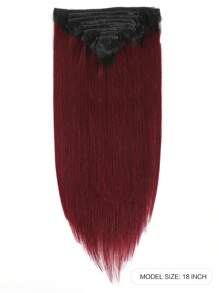 8 件直发夹式双纬接发 T1B/99J 真人发丝 女士日常使用接发夹式接发