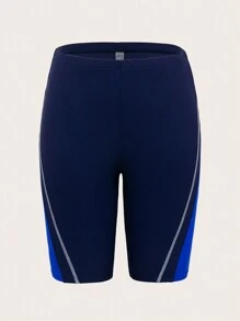 女士顏色衝突對比游泳下著 - 藍色 - 查看 1