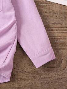 SHEIN Girls' Comfortable And Casual Long Sleeve Shirt With Lovely Cat Print - Lilac Purple - View 6