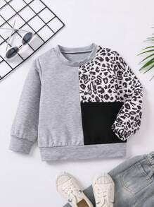 SHEIN Little Girls' Simple & Comfortable Casual Sweatshirt, Autumn And Winter - Multicolor - View 1