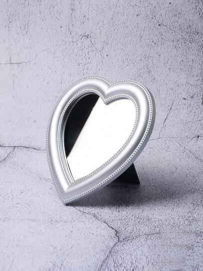 Kawaii 1pc Heart-Shaped Tabletop & Wall-Mounted Vanity Mirror