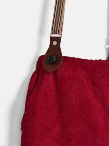 SHEIN 男孩 直筒式 吊帶背帶褲,中腰款式,學院風格,可自由調節 - 紅色 - 查看 5