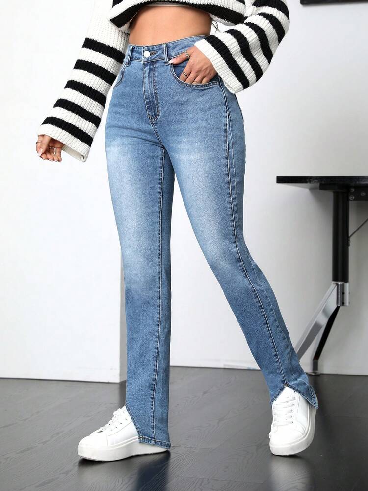 Women'S Split Hem Denim Pants