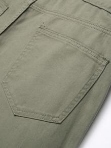 Men's Green Side Pocket Slim Straight Jeans - Army Green - View 7