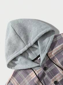 Manfinity Homme Men'S Plus Size Hooded Woolen Jacket With Plaid Pattern - Multicolor - View 5