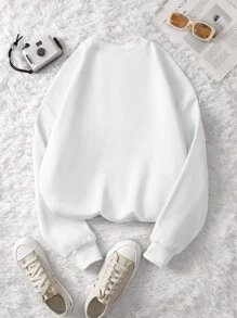 INAWLY Heart & Slogan Graphic Sweatshirt With GOD All Things Are Possible,Long Sleeve Tops Pullover Fall Sweatshirt - White - View 2