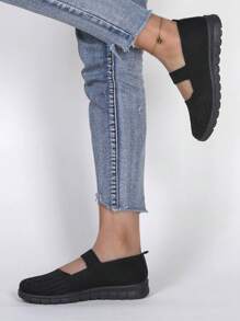 STEPREACH 秋冬春季新款女士运动鞋，时尚、透气、轻便、防滑、耐磨、休闲、平底、乐福鞋、女式运动鞋 - 黑色 - 查看 3