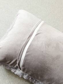 1pair Plain Plush Pillowcase Without Filler