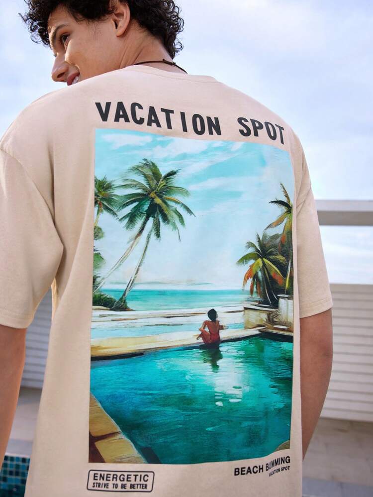 Men'S Tropical Character Printed Short Sleeve T-Shirt Vacation