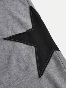 SHEIN Juego De Dos Piezas Para Adolescentes, Polera Tejida Con Estampado De Letra Y Pantalones Largos Con Estampado De Estrellas