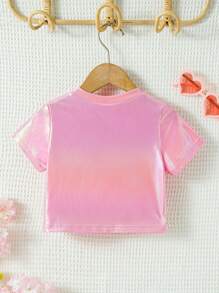 Fashionable Cool Laser Pink Top For Baby Girls - Pink - View 2