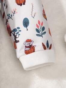 Baby Girls' Cartoon Printed Hooded Zipper Jumpsuit - White - View 6