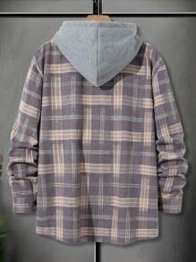 Manfinity Homme Men'S Plus Size Hooded Woolen Jacket With Plaid Pattern - Multicolor - View 2