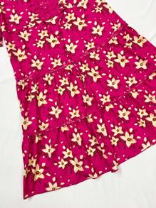 SHEIN LUNE Random Printed Women's Dress - Hot Pink - View 5