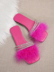 女時尚戶外拖鞋新款百搭網紅風格平底高級感酷炫 - 玫紅色 - 查看 4