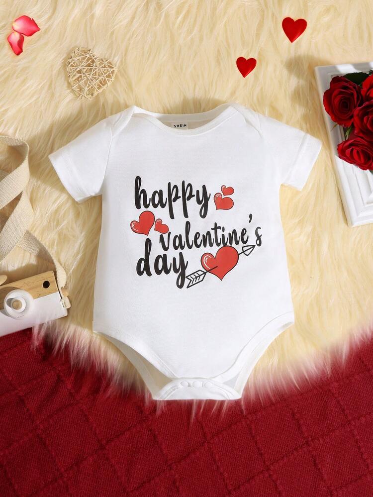 Baby Valentine'S Day Happy Pattern Bodysuit