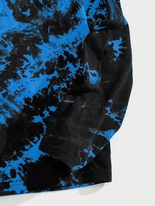 Manfinity RebelGame 男式字母紮染長袖針織t卹 - 霧霾藍 - 查看 3