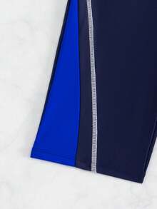 女士顏色衝突對比游泳下著 - 藍色 - 查看 4